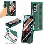 For Samsung Galaxy Z Fold6 5G Case Anti-Drop Wristband Leather+PC Phone Cover with Screen Film
