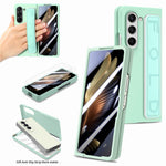 For Samsung Galaxy Z Fold6 5G Case Anti-Drop Wristband Leather+PC Phone Cover with Screen Film