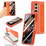 For Samsung Galaxy Z Fold6 5G Case Anti-Drop Wristband Leather+PC Phone Cover with Screen Film