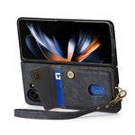 Til Samsung Galaxy Z Fold6 5G Etui Kickstand Korttaske Læder+PC Telefoncover med Rem