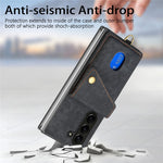 Til Samsung Galaxy Z Fold6 5G Etui Kickstand Korttaske Læder+PC Telefoncover med Rem