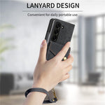 Til Samsung Galaxy Z Fold6 5G Etui Kickstand Korttaske Læder+PC Telefoncover med Rem