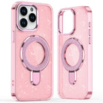 For iPhone 15 Pro Max Case Glitter Design TPU+PC Hybrid Phone Cover with Kickstand