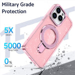 For iPhone 15 Pro Max Case Glitter Design TPU+PC Hybrid Phone Cover with Kickstand