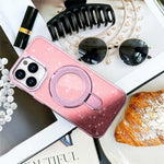 For iPhone 15 Pro Max Case Glitter Design TPU+PC Hybrid Phone Cover with Kickstand