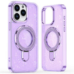 For iPhone 15 Pro Max Case Glitter Design TPU+PC Hybrid Phone Cover with Kickstand