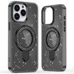 For iPhone 15 Pro Max Case Glitter Design TPU+PC Hybrid Phone Cover with Kickstand