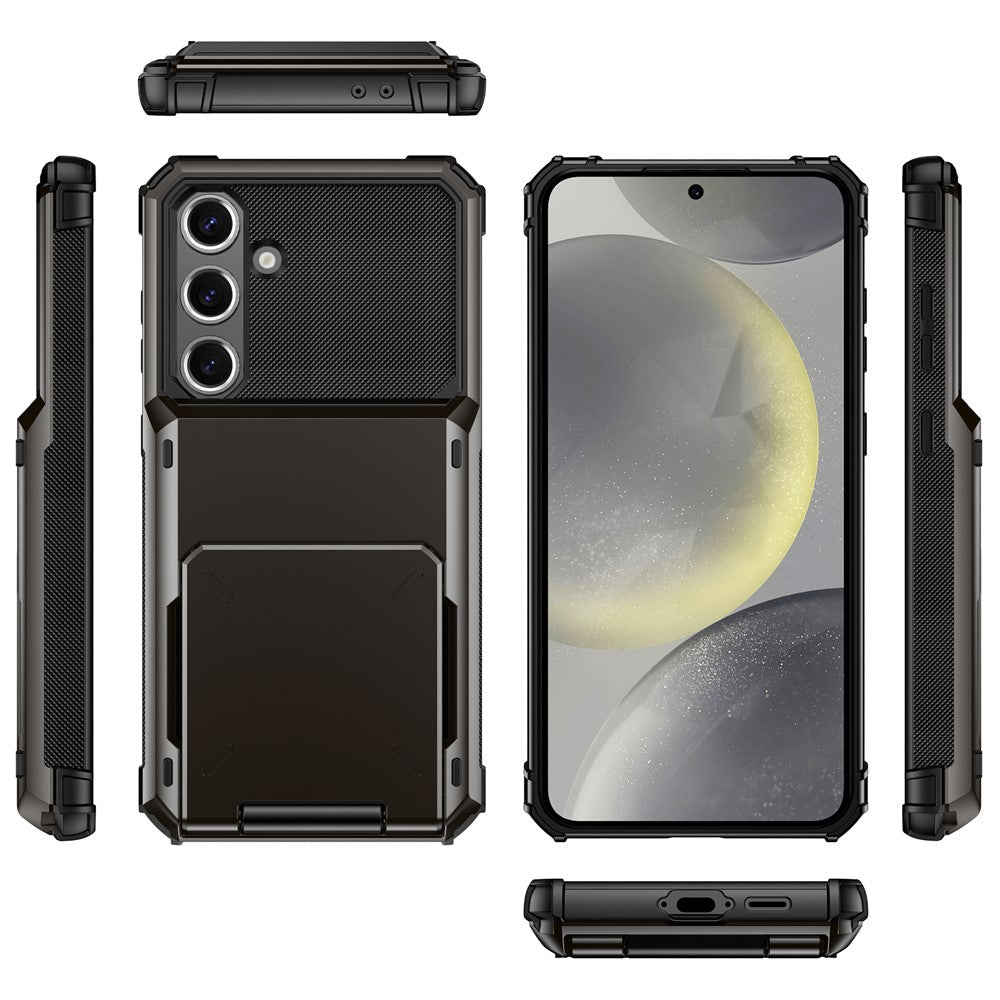 Samsung Galaxy S24 FE-skal PC+TPU-skal med dubbla lager och korthållare