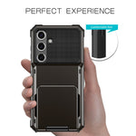 For Samsung Galaxy S24 FE Case PC+TPU Dual Layer Back Phone Cover with Card Holder