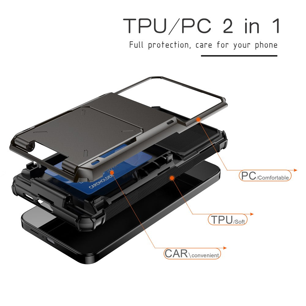 Samsung Galaxy S24 FE-skal PC+TPU-skal med dubbla lager och korthållare