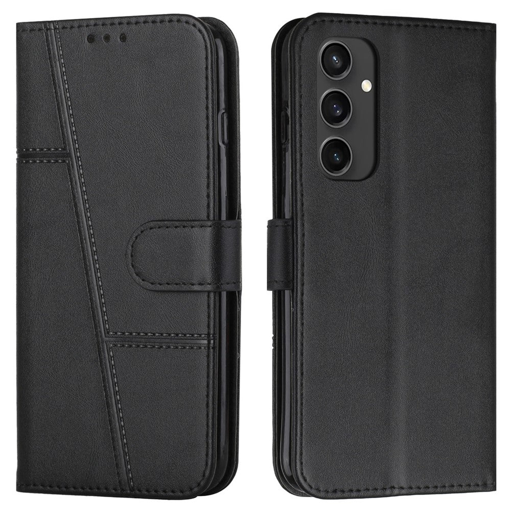 Samsung Galaxy S24 FE Fodral Läder Mobilskal Stativ Korthållare Fack Handledsrem