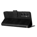For Samsung Galaxy S24 FE Case PU Leather Purse Calf Texture Phone Cover with Hand Strap