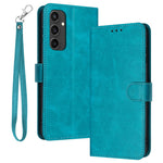 For Samsung Galaxy S24 FE Case PU Leather Purse Calf Texture Phone Cover with Hand Strap