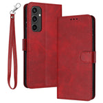For Samsung Galaxy S24 FE Case PU Leather Purse Calf Texture Phone Cover with Hand Strap