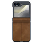 For Samsung Galaxy Z Flip7 FE 5G / Z Flip6 5G Case Hinge Leather+PC Phone Cover with Rear Screen Film