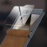 For Samsung Galaxy Z Flip7 FE 5G / Z Flip6 5G Case Hinge Leather+PC Phone Cover with Rear Screen Film
