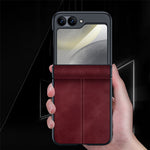For Samsung Galaxy Z Flip7 FE 5G / Z Flip6 5G Case Hinge Leather+PC Phone Cover with Rear Screen Film