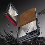 For Samsung Galaxy Z Flip7 FE 5G / Z Flip6 5G Case Hinge Leather+PC Phone Cover with Rear Screen Film