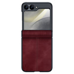 For Samsung Galaxy Z Flip7 FE 5G / Z Flip6 5G Case Hinge Leather+PC Phone Cover with Rear Screen Film