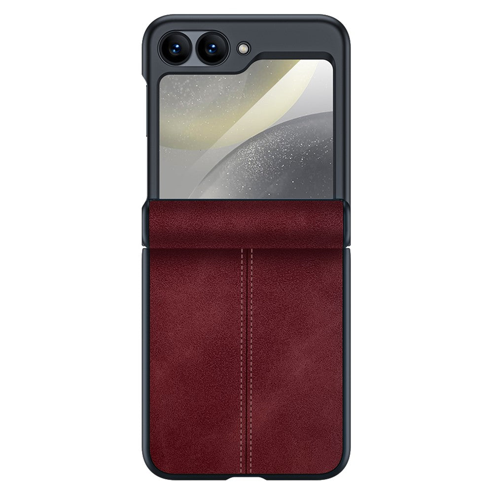 For Samsung Galaxy Z Flip7 FE 5G / Z Flip6 5G Case Hinge Leather+PC Phone Cover with Rear Screen Film