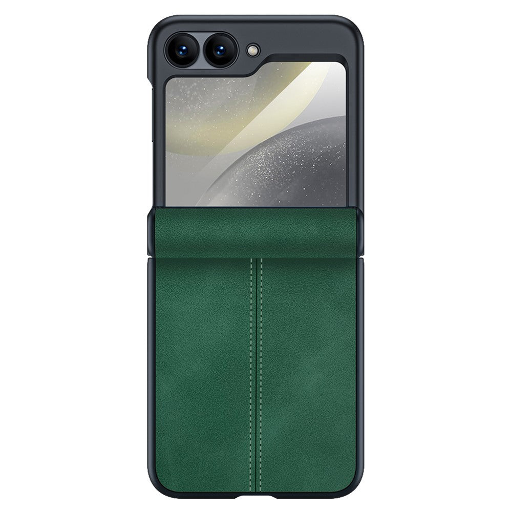 For Samsung Galaxy Z Flip7 FE 5G / Z Flip6 5G Case Hinge Leather+PC Phone Cover with Rear Screen Film