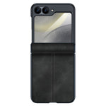 For Samsung Galaxy Z Flip7 FE 5G / Z Flip6 5G Case Hinge Leather+PC Phone Cover with Rear Screen Film