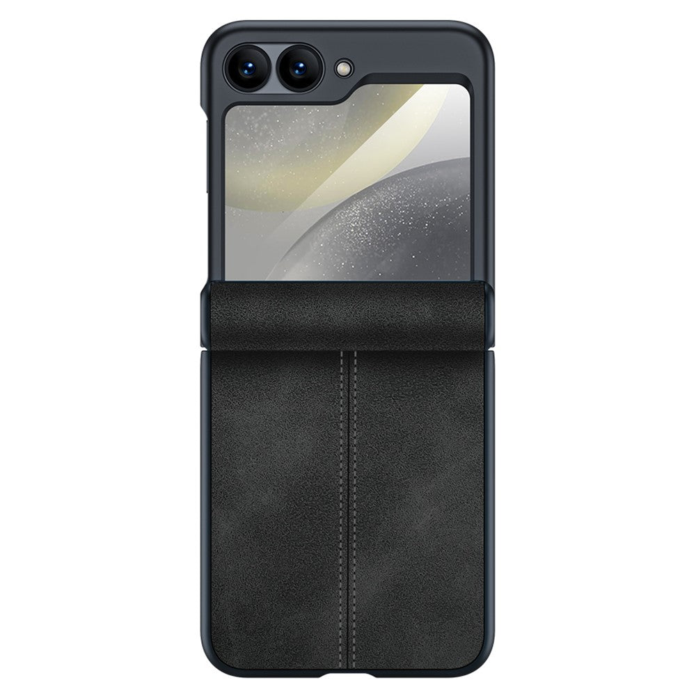 For Samsung Galaxy Z Flip7 FE 5G / Z Flip6 5G Case Hinge Leather+PC Phone Cover with Rear Screen Film