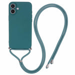 For iPhone 16 Case TPU Fiber Lining Scratch-Resistant Phone Cover with Necklace Cord Strap