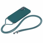 For iPhone 16 Case TPU Fiber Lining Scratch-Resistant Phone Cover with Necklace Cord Strap