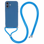 For iPhone 16 Case TPU Fiber Lining Scratch-Resistant Phone Cover with Necklace Cord Strap