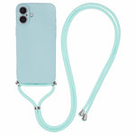 For iPhone 16 Case TPU Fiber Lining Scratch-Resistant Phone Cover with Necklace Cord Strap