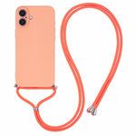 For iPhone 16 Case TPU Fiber Lining Scratch-Resistant Phone Cover with Necklace Cord Strap
