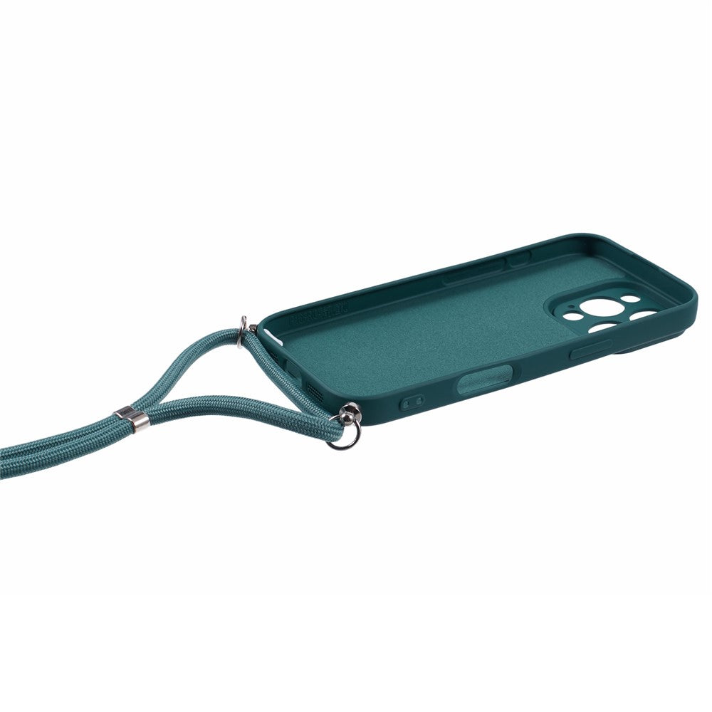 For iPhone 16 Pro Crossbody Case Flexible TPU Fiber Lining Anti-Shock Phone Cover