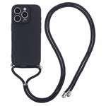 For iPhone 16 Pro Crossbody Case Flexible TPU Fiber Lining Anti-Shock Phone Cover