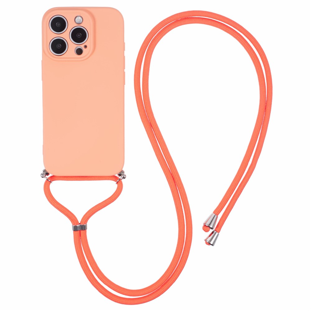 For iPhone 16 Pro Crossbody Case Flexible TPU Fiber Lining Anti-Shock Phone Cover