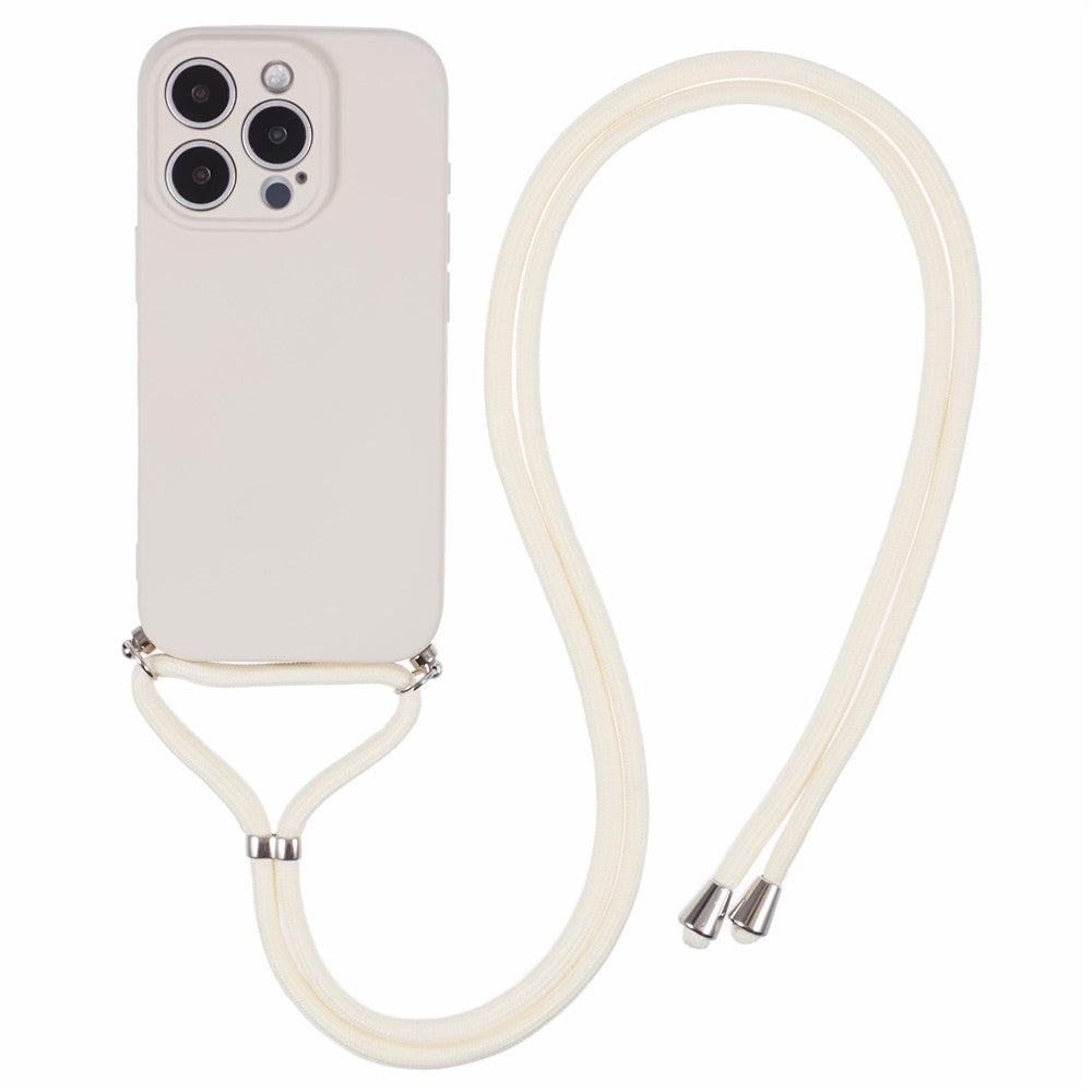 For iPhone 16 Pro Crossbody Case Flexible TPU Fiber Lining Anti-Shock Phone Cover