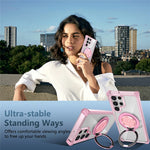 For Samsung Galaxy S22 Ultra 5G Case Rotatable Magnetic Kickstand PC+TPU Phone Cover