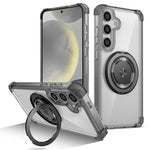 For Samsung Galaxy S24+ Magnetic Case Ring Holder PC+TPU Military Grade Protective Phone Cover