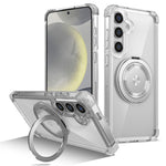 For Samsung Galaxy S24+ Magnetic Case Ring Holder PC+TPU Military Grade Protective Phone Cover