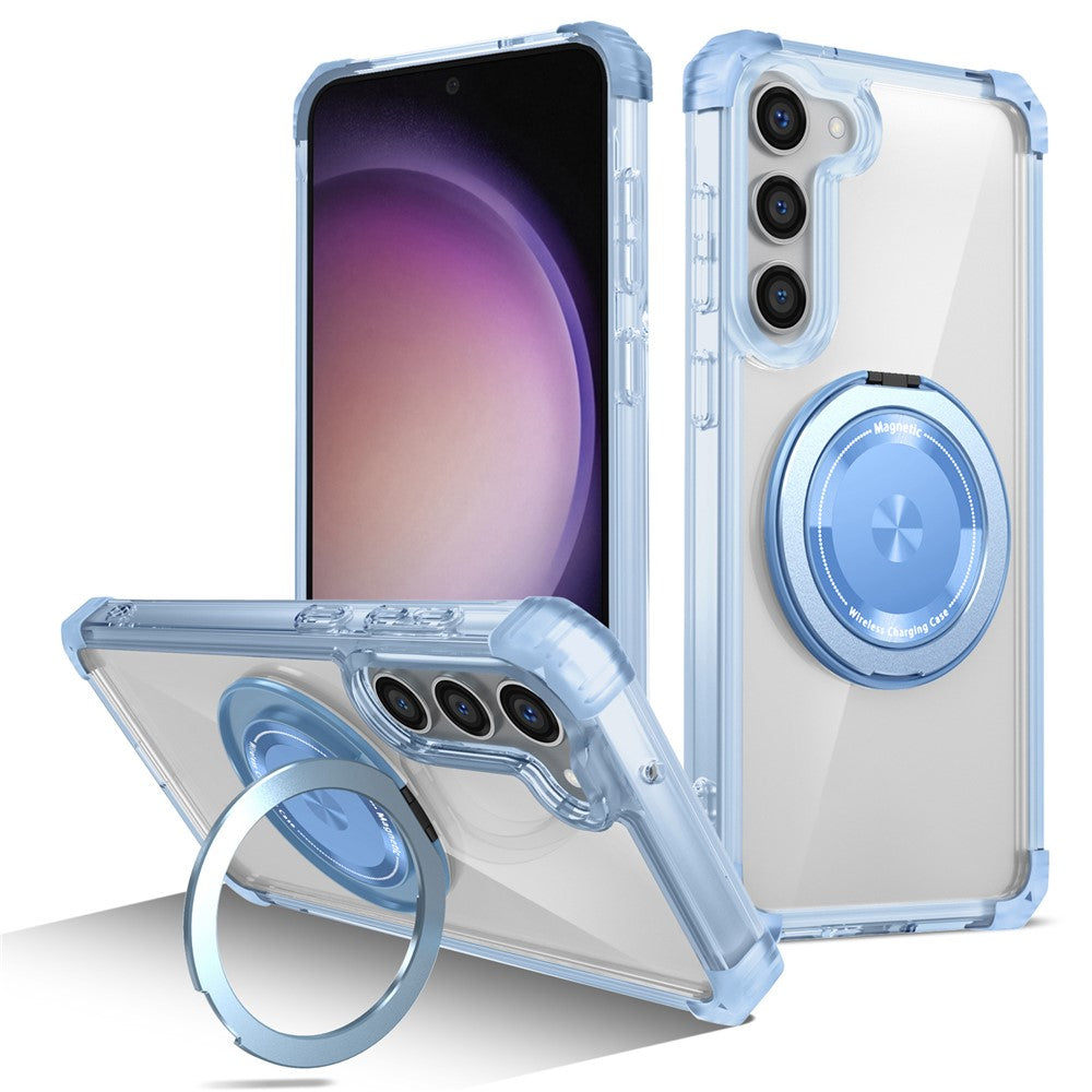 For Samsung Galaxy S23 Case  Magnetic Finger Grip Kickstand PC+TPU Clear Phone Cover