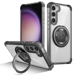 For Samsung Galaxy S23 Case  Magnetic Finger Grip Kickstand PC+TPU Clear Phone Cover