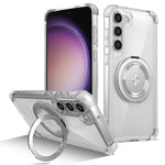 For Samsung Galaxy S23 Case  Magnetic Finger Grip Kickstand PC+TPU Clear Phone Cover