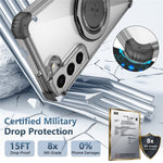 For Samsung Galaxy S22 5G Magnetic Case Rotatable Kickstand PC+TPU Shockproof Phone Cover