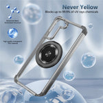 For Samsung Galaxy S22 5G Magnetic Case Rotatable Kickstand PC+TPU Shockproof Phone Cover