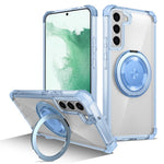 For Samsung Galaxy S22 5G Magnetic Case Rotatable Kickstand PC+TPU Shockproof Phone Cover