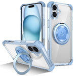 For iPhone 16 Plus Case Compatible with MagSafe Rotating Kickstand PC+TPU Phone Cover Military Shockproof