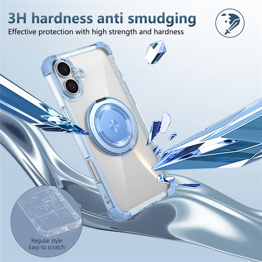 For iPhone 16 Plus Case Compatible with MagSafe Rotating Kickstand PC+TPU Phone Cover Military Shockproof