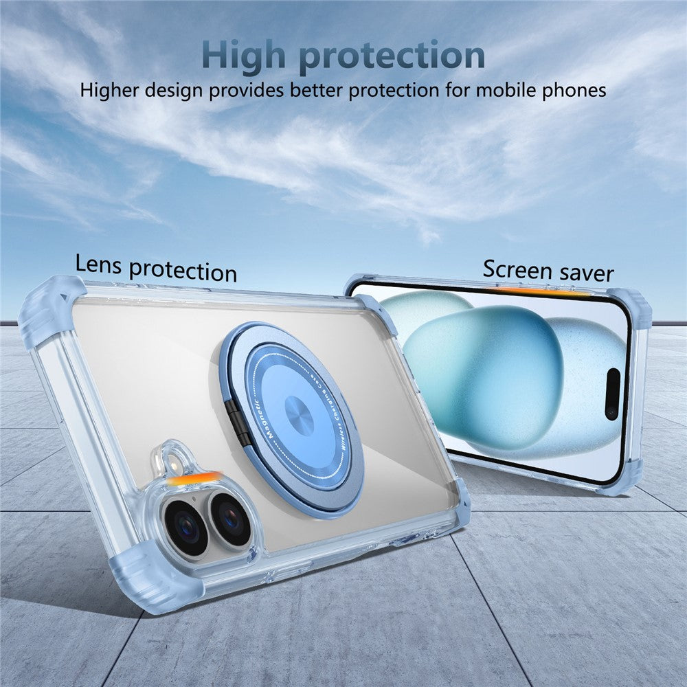 For iPhone 16 Plus Case Compatible with MagSafe Rotating Kickstand PC+TPU Phone Cover Military Shockproof