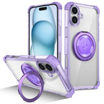 For iPhone 16 Plus Case Compatible with MagSafe Rotating Kickstand PC+TPU Phone Cover Military Shockproof