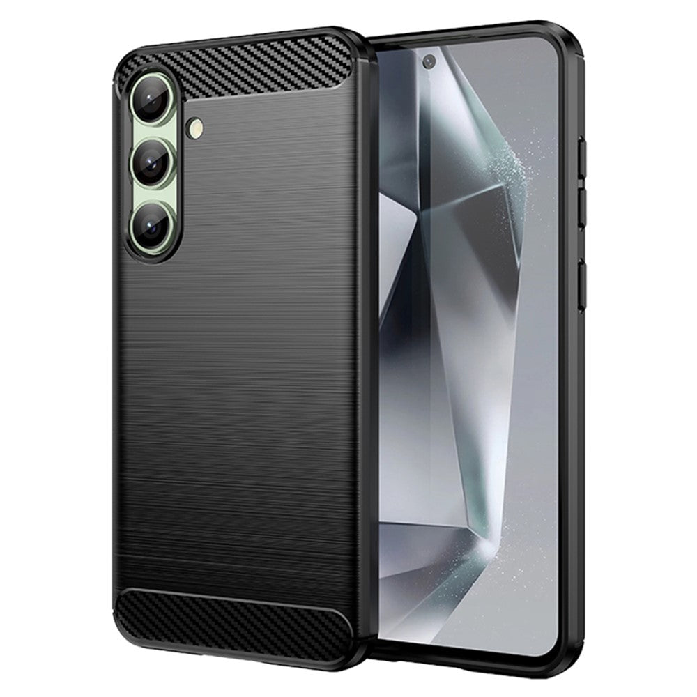 Til Samsung Galaxy S24 FE Etui Kulfiber Tekstur Børstet TPU Telefoncover